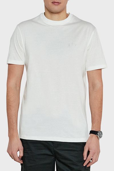 Armani Exchange Men's Regular Fit Round Neck Ax Logo Cotton Short Sleeve White T-Shirt Xm000327 Af10364-U0009
