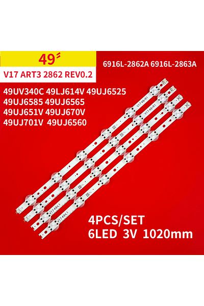 Choice 4Pcs 1set 17 ART3 2862 REV0.2 New 4Pcs/Set LED Backlight Strips 6Lamps for LG 49UV340C 49LJ614V 49UJ