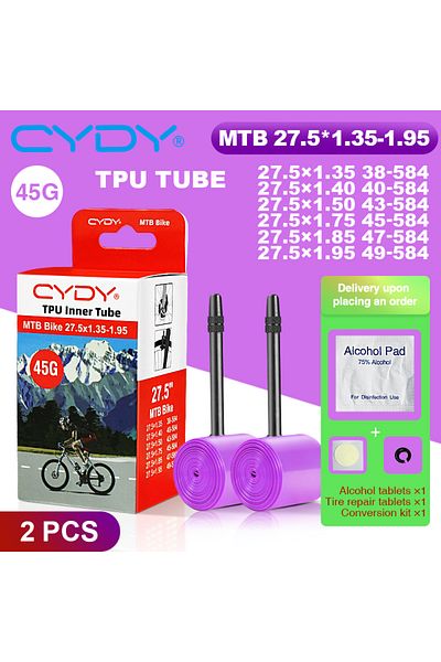Choice 27.5x1.35-1.95 2PC 43g CYDY TPU Tube MTB 26 27.5 Bike Inner Camera 26/27.5x1.35 1.4 1.5 1.75 1.85 1.