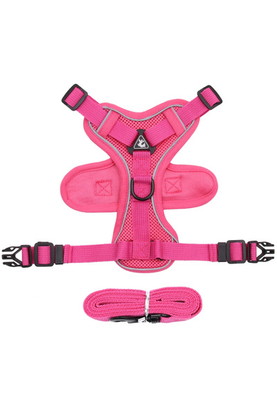 Choice مجموعة حزام ومقود للقطط باللون الوردي S، مقاومة للهروب، عاكسة للضوء وقابلة للتعديل، حزام صدر للقطط P