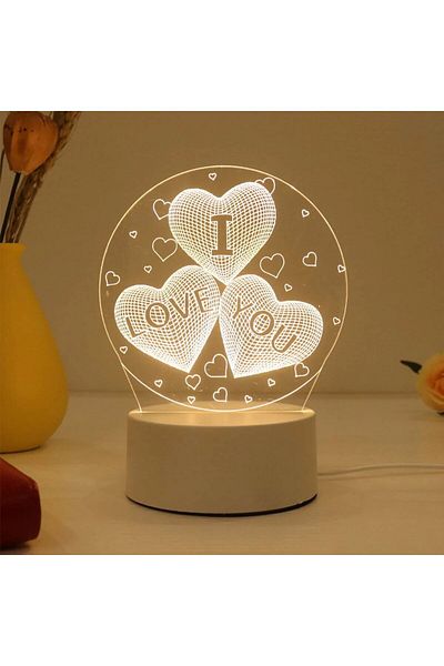 Choice Round love 1pc Night Light Creative Acrylic Bedroom Bedside LED Table Lamp Holiday Event Gift System