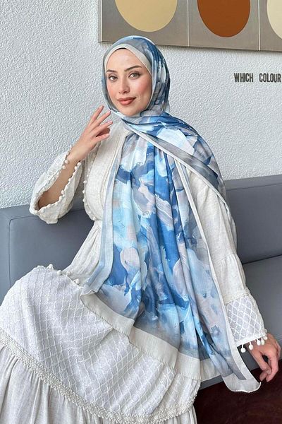 lamelif Şal din bumbac cu model elegant Indigo