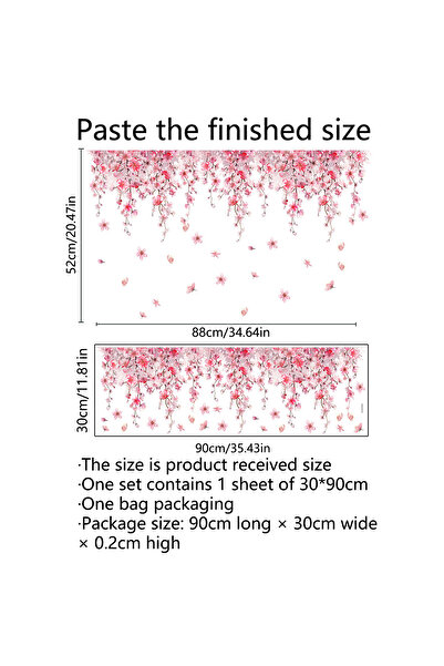 Choice ملصقات حائط على شكل زهرة وردية مقاس 30×90 سم لغرفة المعيشة وغرفة النوم وديكور حائط الخلفية لغرفة البنات والابنة