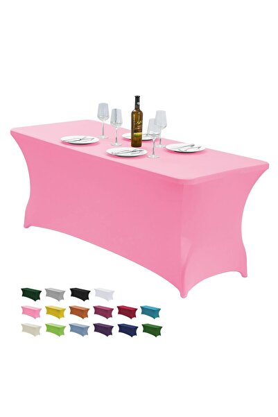 Choice غطاء طاولة سباندكس وردي فاتح مقاس 6 أقدام، قطعة واحدة، مناسب لطاولة مق...