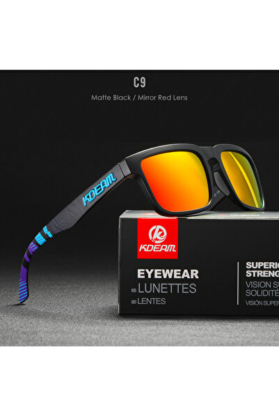 Choice C9Mirrored Red KDEAM 2022 Square Men's Polarized Sunglasses Outdoors L...