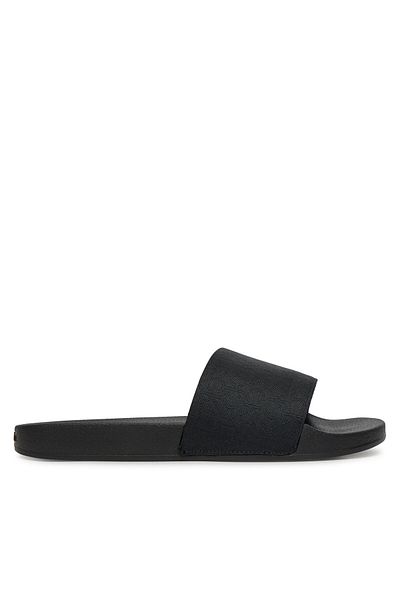 Calvin Klein Women's Comfortable Flat Sole Monogram Logo Black Slippers Hw0Hw02420-Beh