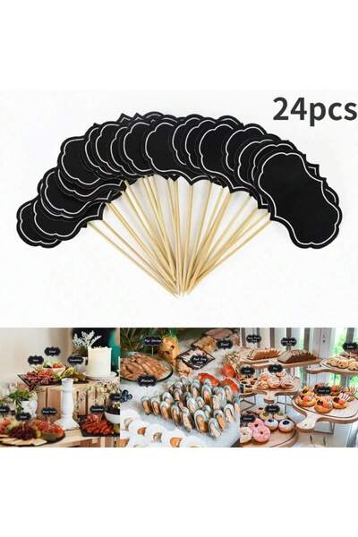 Choice black 24pcs 24pc Mini Blackboard Paperboard Message Slate Business Car...