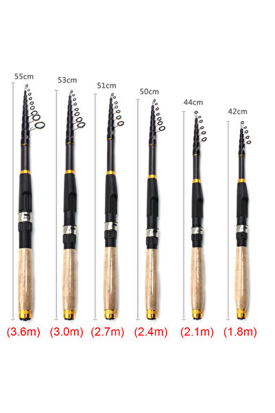 Alloet صنارة صيد تلسكوبية فائقة القصر بطول 2.4 متر ووزن 195 جرام، صنارة دوارة...