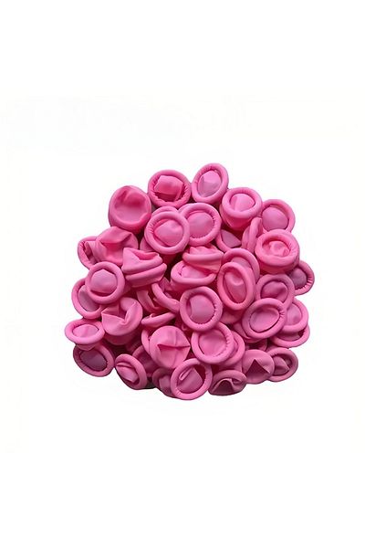 Choice Pink-100PCS 100PCS Multi-color Disposable Finger Cots Anti Slip Latex Powder Free Rolled Edge Finger