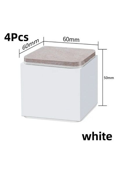 Choice Square-white-50mm 4Pcs Carbon Steel Heavy Furniture Heightening Foot Pad Bed Sofa Chair Table Feet W