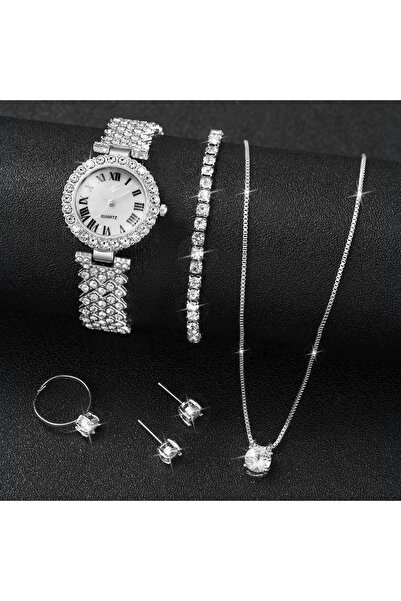 Choice مجموعة B بدون صندوق مكونة من 6 قطع/مجموعة ساعات نسائية أنيقة مرصعة بأح...