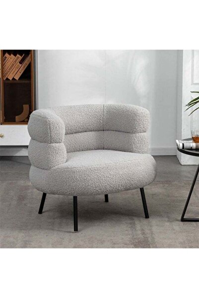 Taimi Elegant Design Boucle Chair, Bedroom, Boucle Chair for Living Room and Office - Gray,74x62x70cm