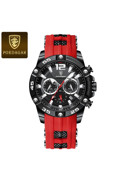 Choice ساعة رجالية فاخرة من عيار 912 باللونين الأسود والأحمر، مقاومة للماء، م...