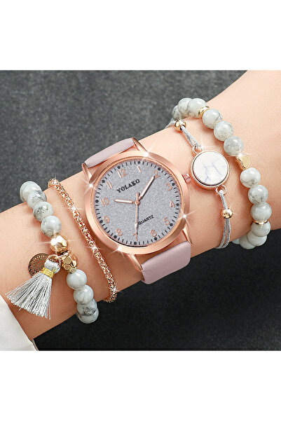 Choice مجموعة من 5 قطع بدون علبة، 5 قطع/مجموعة، ساعة كوارتز نسائية أنيقة بمين...