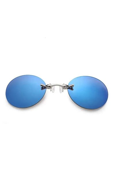 Choice B 1-2PCS Clip On Nose Glasses Round Rimless Matrix Morpheus Sunglasses Mini Frameless Vintage Men E.