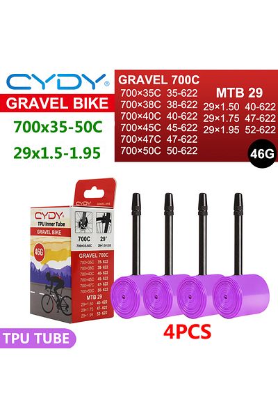 Choice 45mm 46G 700x35-50C 4PCS 46g CYDY TPU Inner Tube 700C GRAVEL Bike 700x35-50C For 35C 38C 40C 45C 50C