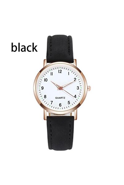 Choice ساعة نسائية سوداء مرصعة بالألماس مضيئة بتصميم كلاسيكي بحزام جلدي وساعة...