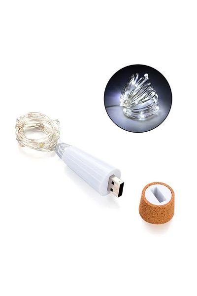 Choice Cold White 20 LEDs Cork Bottle Fairy Lights USB Rechargeable Christmas Garland String Lights for Bed