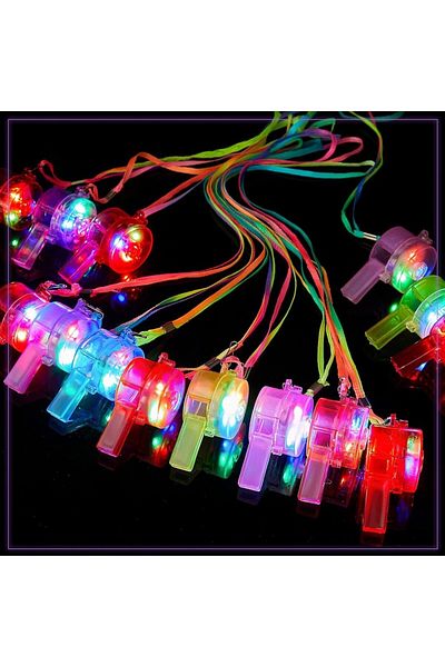 Choice 30pcs Random Color 10/30pcs LED Light Up WhistlesToys Glow in the Dark Noice Makers Necklace with La