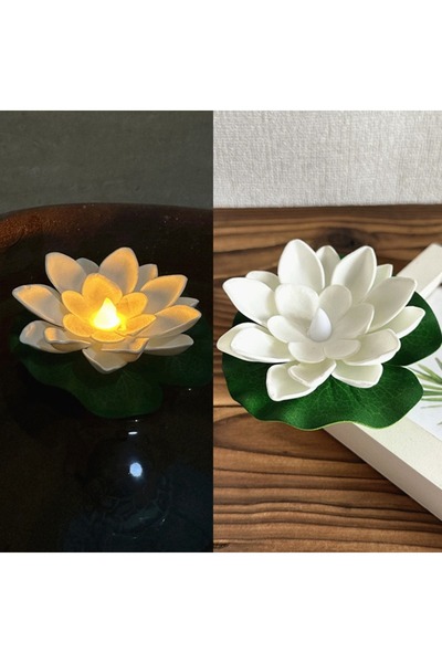 Choice مصباح ليلي أبيض LED على شكل لوتس، قطعة واحدة/6 قطع، مستشعر مياه عائم، ...