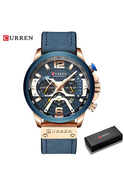 Curren rose blue - box CURREN Casual Sport Watches for Men Top Brand Luxury Military Leather Wrist Watch Ma