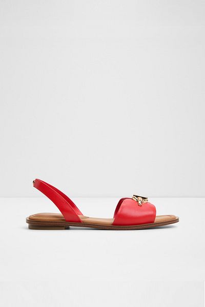 Aldo Goassı - Women's Faux Leather Medium Red Flat Sandals