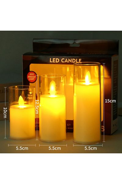 Choice 1 set 1/3/6Pcs Led Flameless Electric Candles Lamp Acrylic Glass Battery Flickering Fake Tealight Ca