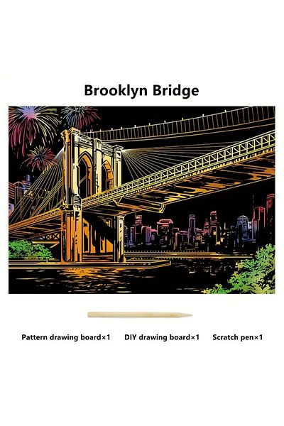 Choice Brooklyn Bridge 2 PCS Deluxe Scratch Art Rainbow Scratch Paper Creative Hobby for Adults,Black Scrat