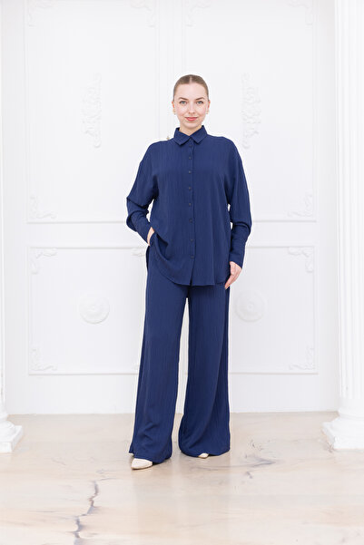 Meşe Moda Seersucker Women's Shirt Pants Double Suit
