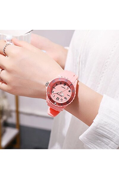 Choice ساعة امتحانات وردية للأطفال للبنات والأولاد في المرحلة الابتدائية مقاومة للماء بتصميم تقليد على شكل قطرة ماكارون صغيرة منعشة