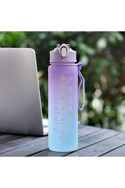 Choice purple 700ml Sports water Bottle High Temperature Resistant Graduated Straw Cup Rainbow Frosted Prog