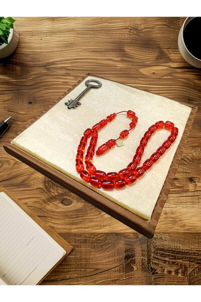 Anemore Collection Fire Amber Rosary Capsule Cut Red Color Omar Altun Master Work Father's Day Gift for Lovers T-