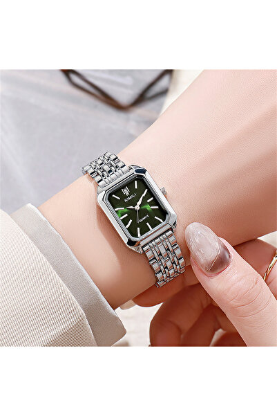 Choice ساعة كوارتز نسائية فاخرة باللون الأخضر 1 بمقياس بسيط ومربعة عالية الجودة مطلية بالذهب