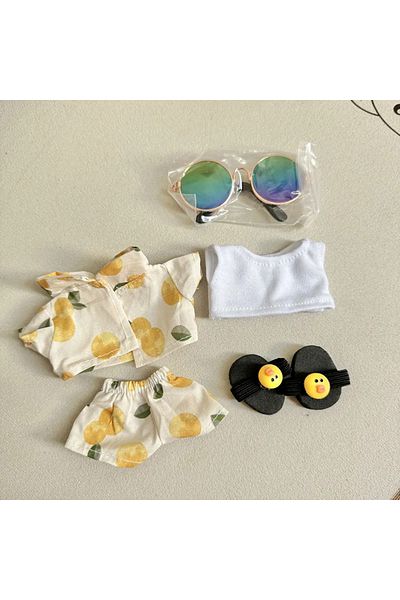 Choice No Dolls Lemon 15-17cm Mini Plush Doll Overalls: Beach Vacation Style Outfit For Kawaii Fashion Doll