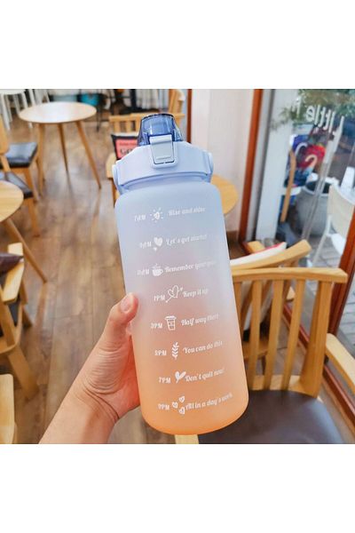 Choice Gradient Blue 2L Water Bottle Motivational Water Bottle with Time & Capacity Marker BPA-Free Sports