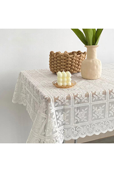 Choice مفرش طاولة مربع من الدانتيل البيج مقاس 60×60 سم، مطرز على الطراز الأوروبي العتيق، مفرش طاولة لحفلات الزفاف