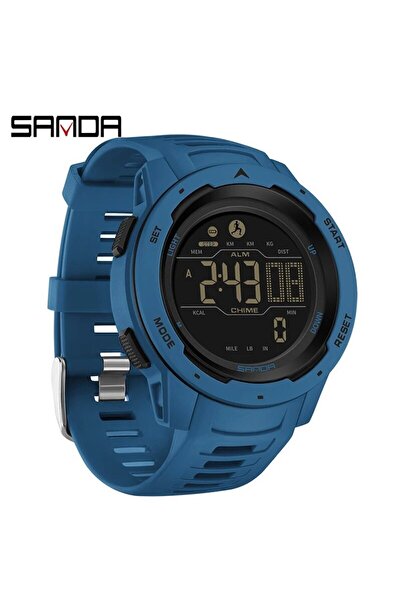Choice ساعة يد رياضية للرجال من ماركة SANDA باللون الأزرق، عداد خطوات، سعرات ...