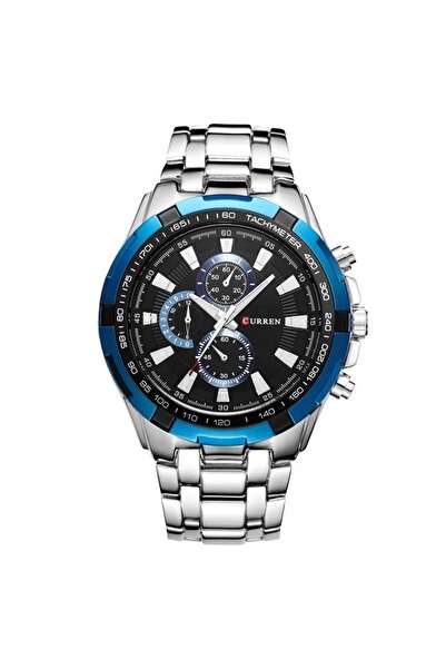 Curren Blanche ساعة CURREN 8023 كوارتز فضية زرقاء للرجال مقاومة للماء رياضية ...