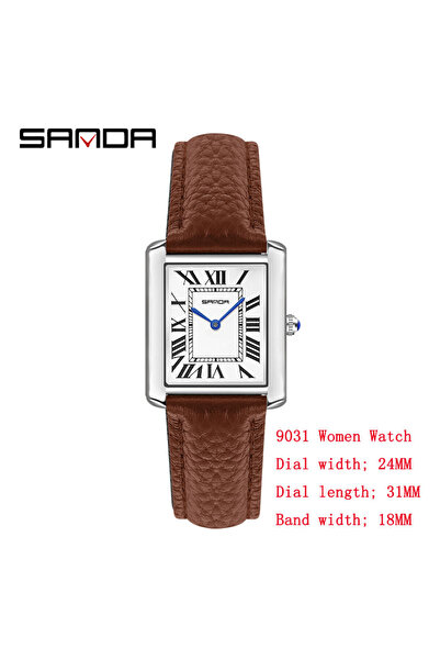 Choice ساعة SANDA النسائية الجديدة من الكوارتز باللون البني بأرقام رومانية وس...