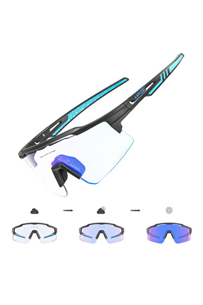 KAPVOE نظارات شمسية فوتوكروميك-عدسة واحدة KE-X75-PC-BL-03 فوتوكروميكية UV400 نظارات شمسية للدراجات الهوائية للرجال باللون الأزرق