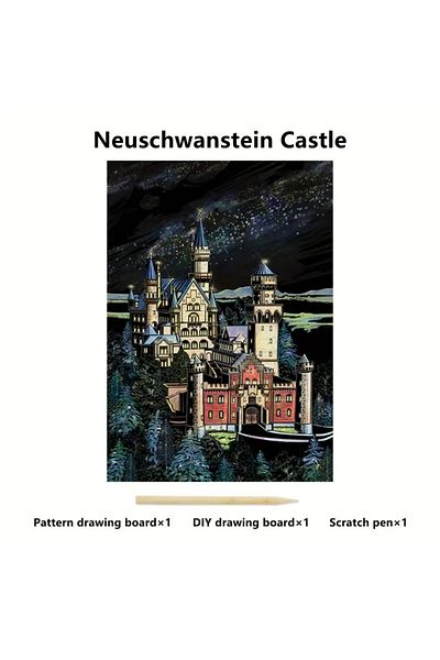 Choice Neuschwanstein 2 PCS Deluxe Scratch Art Rainbow Scratch Paper Creative Hobby for Adults,Black Scratc