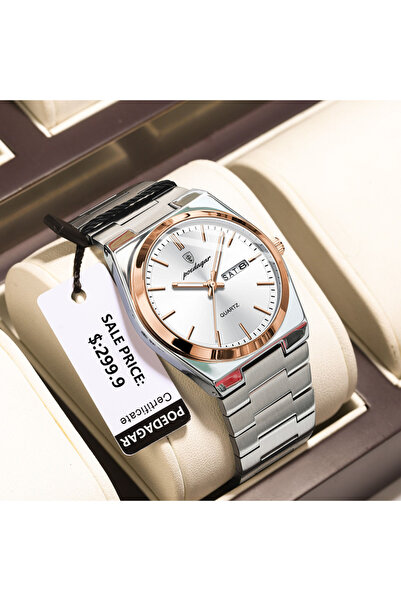 Choice ساعات رجالية عالية الجودة من الذهب الوردي عيار 930 باللون الأبيض والفو...