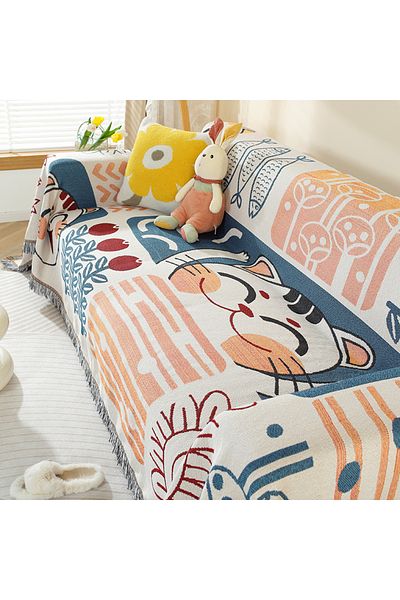 Choice 180x300cm lucky cat Cartoon Sofa Cover Double Use Beds Blanekets Throw Blanket Picnic Mat With Tasse