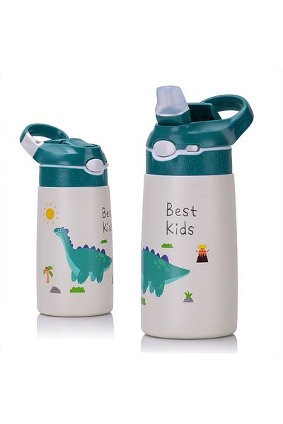 Choice 400ML Green 400ML Children Thermos Water Bottle Kids Thermos Mug Baby Duck Billed Straw 316 Stainles