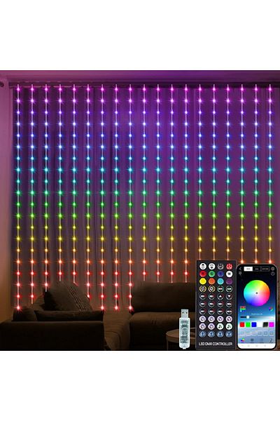 Choice 3x2m200Leds 16 Colors Lights 3M RGB Smart LED Curtain Lights Christmas Decor APP Remote USB Garland