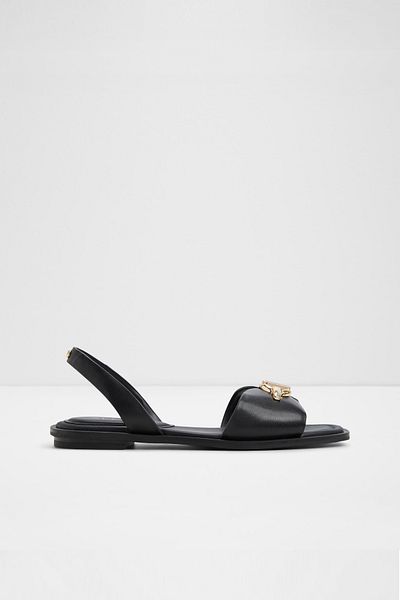 Aldo Goassı - Women's Faux Leather Black Flat Sandals