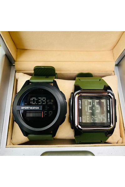 Choice1 green Buy 1 Get 1 Electronic Watch for Man Waterproof Led Light Reloj Deportivo Hombre Free Shipppin