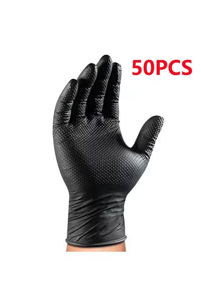 Choice L Diamond Black 50PCS Black Nitrile Gloves Disposable 8-mil Latex Free Mechanic Gloves for Men Heavy