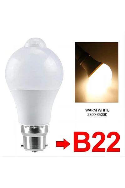 Choice B22 Warm White Smart Led Light Bulb with PIR Motion Sencor Movement Detector Works in Dark Dusk to D