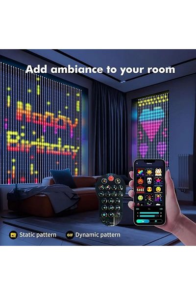 Choice USB 1.6x1.6m Smart LED Curtain Light APP Control RGB Dimmable DIY Pattern Music Ambient Lighting For